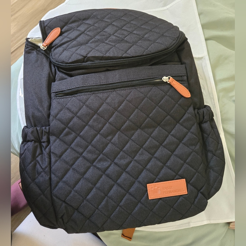 Quilted Black Dipaer Bag-with Changing Pad And Lots Of Compartments